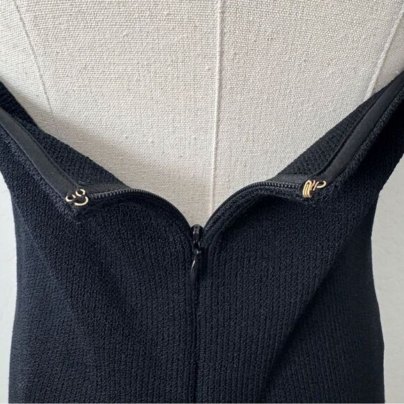 Vintage 90s St. John Black Santana Knit Halter Midi Dress Size 6 - Picture 10 of 12
